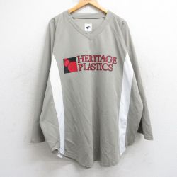 XL★古着 長袖 Tシャツ メンズ HERITAGE PLASTICS 10 ラグラン 大きいサイズ ロング丈 Vネック ベージュ系他 カーキ 25jul30 中古