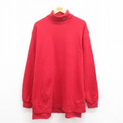 XL★古着 ラルフローレン Ralph Lauren ポロスポーツ 長袖 ブランド Tシャツ メンズ ワンポイントロゴ 大きいサイズ コットン タートルネック 赤 レッド 25jul29 中古