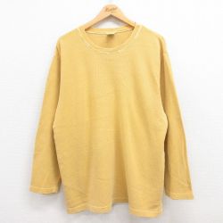 XL★古着 コロンビア COLUMBIA 長袖 ビンテージ サーマル Tシャツ メンズ 90年代 90s ワンポイントロゴ コットン クルーネック USA製 黄 イエロー 25jul30 中古