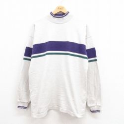 【20%OFF】XL★古着 エルエルビーン LLBEAN 長袖 ビンテージ Tシャツ メンズ 80年代 80s コットン モックネック ハイネック USA製 グレー 霜降り他 【spe】 25jul30 中古