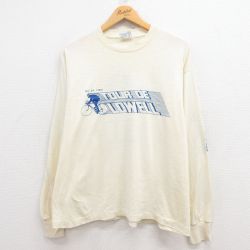 L★古着 長袖 ビンテージ Tシャツ メンズ 80年代 80s 自転車 クルーネック USA製 薄ベージュ カーキ 25jul30 中古