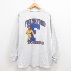 XL★古着 ジャージーズ 長袖 ビンテージ Tシャツ メンズ 90年代 90s　F 大きいサイズ クルーネック USA製 グレー 霜降り 25jul30 中古