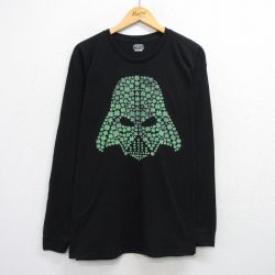XL★古着 長袖 Tシャツ メンズ スターウォーズ STAR WARS ダースベイダー クローバー 大きいサイズ クルーネック 黒 ブラック 25jul30 中古
