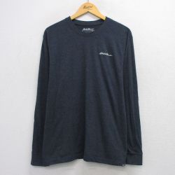 【50%OFF】XL★古着 エディーバウアー 長袖 Tシャツ メンズ ワンポイントロゴ 大きいサイズ クルーネック 濃グレー 霜降り 25jul30 中古