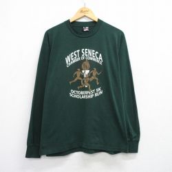 XL★古着 フルーツオブザルーム 長袖 ビンテージ Tシャツ メンズ 90年代 90s ウエストセニカ 企業広告 大きいサイズ クルーネック USA製 緑 グリーン 【spe】 25jul30 中古