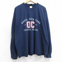 【50%OFF】XL★古着 長袖 ビンテージ Tシャツ メンズ 00年代 00s OC 大きいサイズ コットン クルーネック 紺 ネイビー 25jul31 中古
