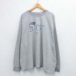 XL★古着 リーボック REEBOK 長袖 Tシャツ メンズ NFL ニューイングランドペイトリオッツ 大きいサイズ クルーネック グレー アメフト スーパーボウル 25aug02 中古