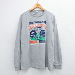 XL★古着 長袖 Tシャツ メンズ NFL デンバーブロンコス シアトルシーホークス クルーネック グレー 霜降り アメフト スーパーボウル 25aug02 中古