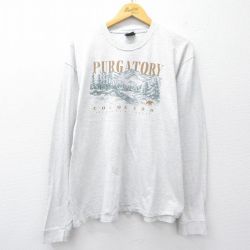 XL★古着 長袖 ビンテージ Tシャツ メンズ 00年代 00s PURGATORY コロラド クルーネック 薄グレー 25aug04 中古