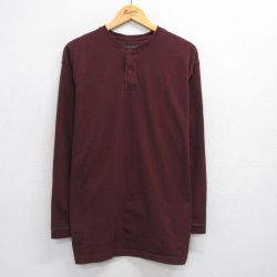 XL★古着 長袖 ビンテージ Tシャツ メンズ 00年代 00s 無地 コットン ヘンリーネック エンジ 25aug06 中古