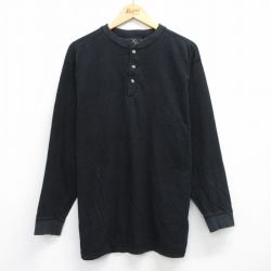L★古着 レッドヘッド 長袖 ビンテージ Tシャツ メンズ 00年代 00s 無地 コットン ヘンリーネック 黒 ブラック 25aug06 中古