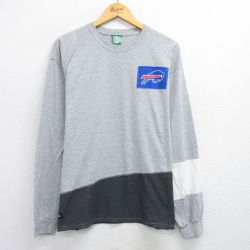 XL★古着 長袖 Tシャツ メンズ NFL バッファロービルズ マルチカラー 大きいサイズ クルーネック グレー他 アメフト スーパーボウル 25aug06 中古