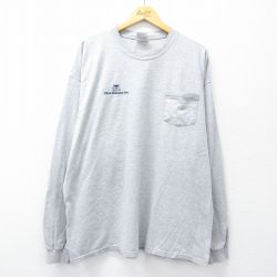XL★古着 長袖 ビンテージ Tシャツ メンズ 00年代 00s DGA Builders 胸ポケット付き 大きいサイズ クルーネック グレー 霜降り 25aug06 中古