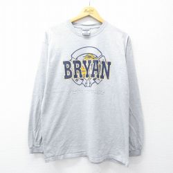 L★古着 ジャージーズ 長袖 ビンテージ Tシャツ メンズ 00年代 00s ブライアン クルーネック グレー 霜降り 25aug06 中古