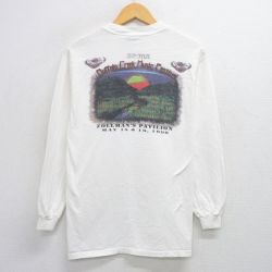 M★古着 ヘインズ Hanes 長袖 ビンテージ Tシャツ メンズ 00年代 00s バッファロークリークミュージック フェス コットン クルーネック 白 ホワイト 25aug06 中古
