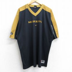 【20%OFF】XL★古着 ナイキ NIKE 半袖 ビンテージ Tシャツ メンズ 00年代 00s ミズーリ ツートンカラー 大きいサイズ Vネック 黒 ブラック 25aug06 中古