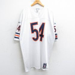XL★古着 リーボック REEBOK 半袖 ビンテージ Tシャツ メンズ 00年代 00s シカゴベアーズ ブライアンアーラッカー 54 メッシュ地 大きいサイズ ロング丈 Vネック 白 ホワイト ユニフォーム ゲームシャツ アメフト スーパーボウル 25aug06 中古