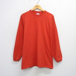 【50%OFF】XL★古着 PLUMA 長袖 ビンテージ Tシャツ メンズ 00年代 00s 無地 クルーネック オレンジ 25aug07 中古