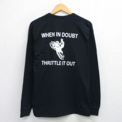 L★古着 長袖 ビンテージ Tシャツ メンズ 00年代 00s スノーモービル コットン クルーネック 黒 ブラック 25aug07 中古