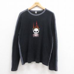 長袖Tシャツ スカル ブラック XL | 古着