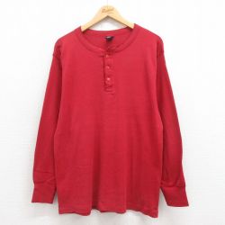 XL★古着 ギャップ GAP 長袖 ビンテージ Tシャツ メンズ 90年代 90s 無地 大きいサイズ ヘンリーネック USA製 エンジ 25aug09 中古