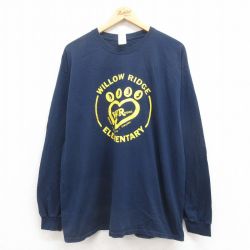 長袖Tシャツ ネイビー XL | 古着