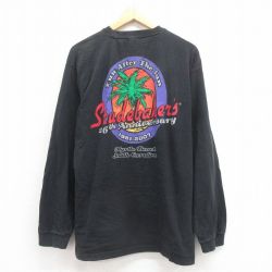 XL★古着 FUBU 長袖 ビンテージ Tシャツ メンズ 00年代 00s ヤシの木 大きいサイズ クルーネック 黒 ブラック 25aug09 中古