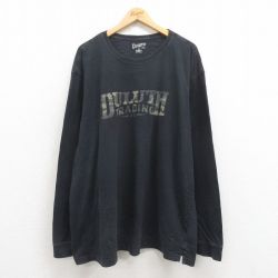 XL★古着 DULUTH TRADING 長袖 Tシャツ メンズ ビッグロゴ コットン クルーネック 黒 ブラック 25aug09 中古