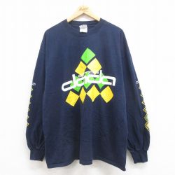 XL★古着 長袖 ビンテージ Tシャツ メンズ 00年代 00s dada 大きいサイズ コットン クルーネック 紺 ネイビー 25aug09 中古