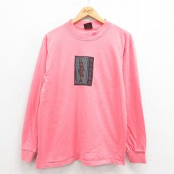 M★古着 SDI 長袖 ビンテージ Tシャツ メンズ 90年代 90s アラスカ コットン クルーネック USA製 ピンク 25aug09 中古