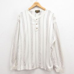 XL★古着 エディーバウアー 長袖 ビンテージ Tシャツ メンズ 90年代 90s 大きいサイズ ヘンリーネック USA製 生成り 【spe】 25aug09 中古