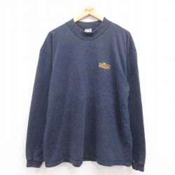 XL★古着 長袖 ビンテージ Tシャツ メンズ 00年代 00s MARTELL 大きいサイズ コットン クルーネック 紺 ネイビー 25aug09 中古