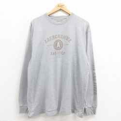 XL★古着 アバクロンビー Abercrombie&fitch 長袖 ビンテージ Tシャツ メンズ 00年代 00s ビッグロゴ コットン クルーネック グレー 霜降り 25aug12 中古