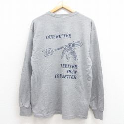 L★古着 ジャージーズ 長袖 ビンテージ Tシャツ メンズ 00年代 00s OUR クルーネック グレー 霜降り 25aug12 中古