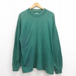 XL★古着 ギャップ GAP 長袖 ビンテージ Tシャツ メンズ 90年代 90s 無地 コットン クルーネック 緑 グリーン 25aug12 中古