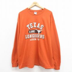 【20%OFF】XL★古着 長袖 ビンテージ Tシャツ メンズ 00年代 00s テキサス 大きいサイズ コットン クルーネック 茶 ブラウン 25aug12 中古
