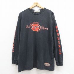 XL★古着 長袖 ビンテージ Tシャツ メンズ 90年代 90s PURE コットン クルーネック USA製 黒 ブラック 25aug12 中古