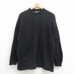 XL★古着 ビューグルボーイ 長袖 ビンテージ Tシャツ メンズ 90年代 90s ワンポイントロゴ 鹿の子 コットン クルーネック 黒 ブラック 25aug12 中古