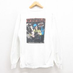 L★古着 長袖 ビンテージ Tシャツ メンズ 90年代 90s WINFIELD クルーネック 白 ホワイト 25aug13 中古