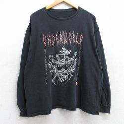 XL★古着 長袖 ロック バンド Tシャツ メンズ アンダーワールド 大きいサイズ クルーネック 黒 ブラック 25aug18 中古