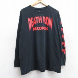 XL★古着 長袖 ロック バンド Tシャツ メンズ デスロウレコード コットン クルーネック 黒 ブラック 25aug18 中古
