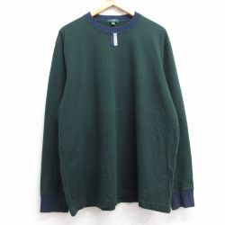 【20%OFF】XL★古着 ジェイクルー J.CREW 長袖 ビンテージ Tシャツ メンズ 00年代 00s 無地 大きいサイズ コットン クルーネック 緑 グリーン 25aug18 中古