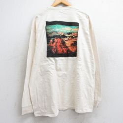 XL★古着 長袖 ビンテージ Tシャツ メンズ 00年代 00s グランドキャニオン 大きいサイズ コットン クルーネック 生成り 25aug18 中古