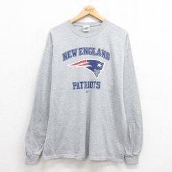 【20%OFF】XL★古着 長袖 ビンテージ Tシャツ メンズ 00年代 00s NFL ニューイングランドペイトリオッツ クルーネック グレー 霜降り アメフト スーパーボウル 25aug21 中古