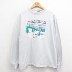 L★古着 ヘインズ Hanes 長袖 ビンテージ Tシャツ メンズ 80年代 80s スキー コットン USA製 薄グレー 25aug21 中古