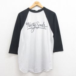 L★古着 7分袖 ビンテージ Tシャツ メンズ 00年代 00s Nasty ツートンカラー ラグラン 薄グレー 25aug21 中古 7分丈 七分丈 七分袖