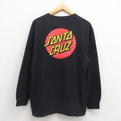 L★古着 サンタクルーズ 長袖 Tシャツ メンズ ビッグロゴ コットン クルーネック 黒 ブラック 25aug21 中古