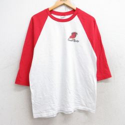 M★古着 7分袖 ビンテージ Tシャツ メンズ 00年代 00s 鳥 Cavett Rocks ラグラン ツートンカラー コットン クルーネック 白他 ホワイト 25aug22 中古 7分丈 七分丈 七分袖