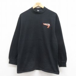 L★古着 長袖 ビンテージ Tシャツ メンズ 00年代 00s matrix コットン モックネック ハイネック 黒 ブラック 25aug22 中古