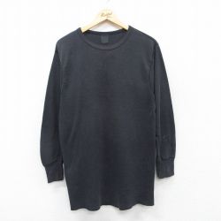 M★古着 長袖 ビンテージ Tシャツ メンズ 00年代 00s 無地 クルーネック 黒 ブラック 25aug27 中古
